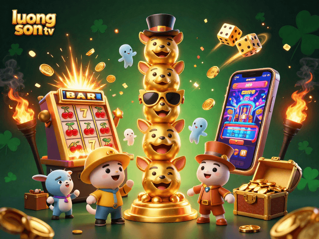 Experience exciting gameplay at luong son tv with vibrant casino-themed illustration showcasing thrilling game elements.