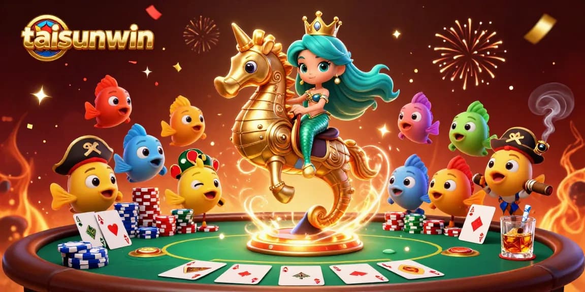 Experience excitement at taisunwin's vibrant casino scene with mermaid action and poker elements.