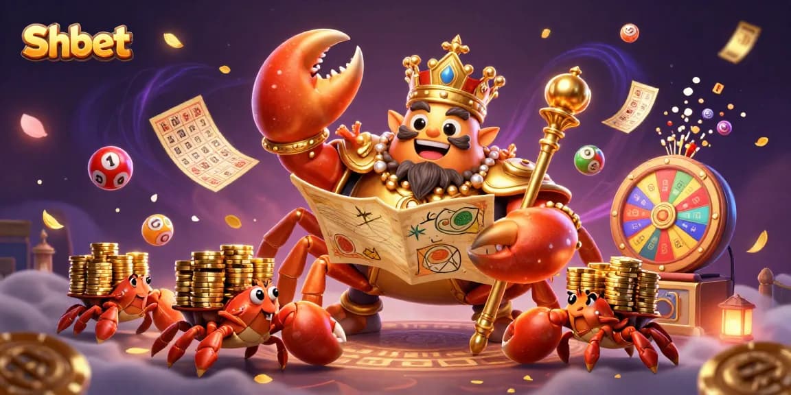 Experience thrilling wins at Shbet with a vibrant lottery scene featuring animated games and gold treasures.