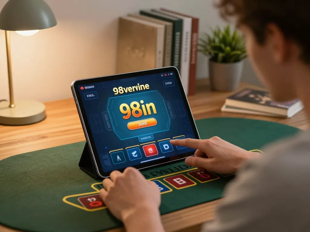 98win player placing strategic bets during an online blackjack game.