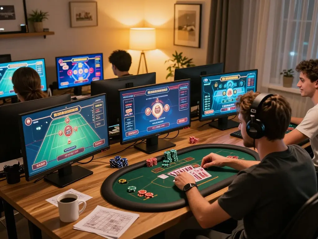 Engaging gaming session on trang chủ lc88 with vibrant online casino action featuring cards and chips.