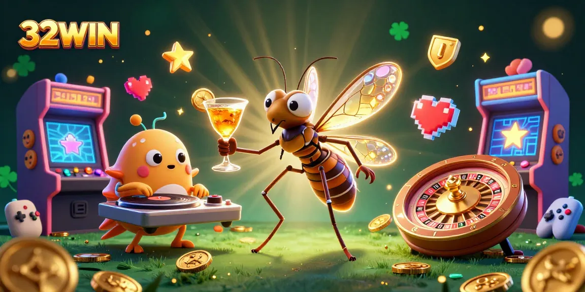 Experience the excitement of 32WIN with a vibrant casino scene featuring unique characters and dynamic gaming elements.