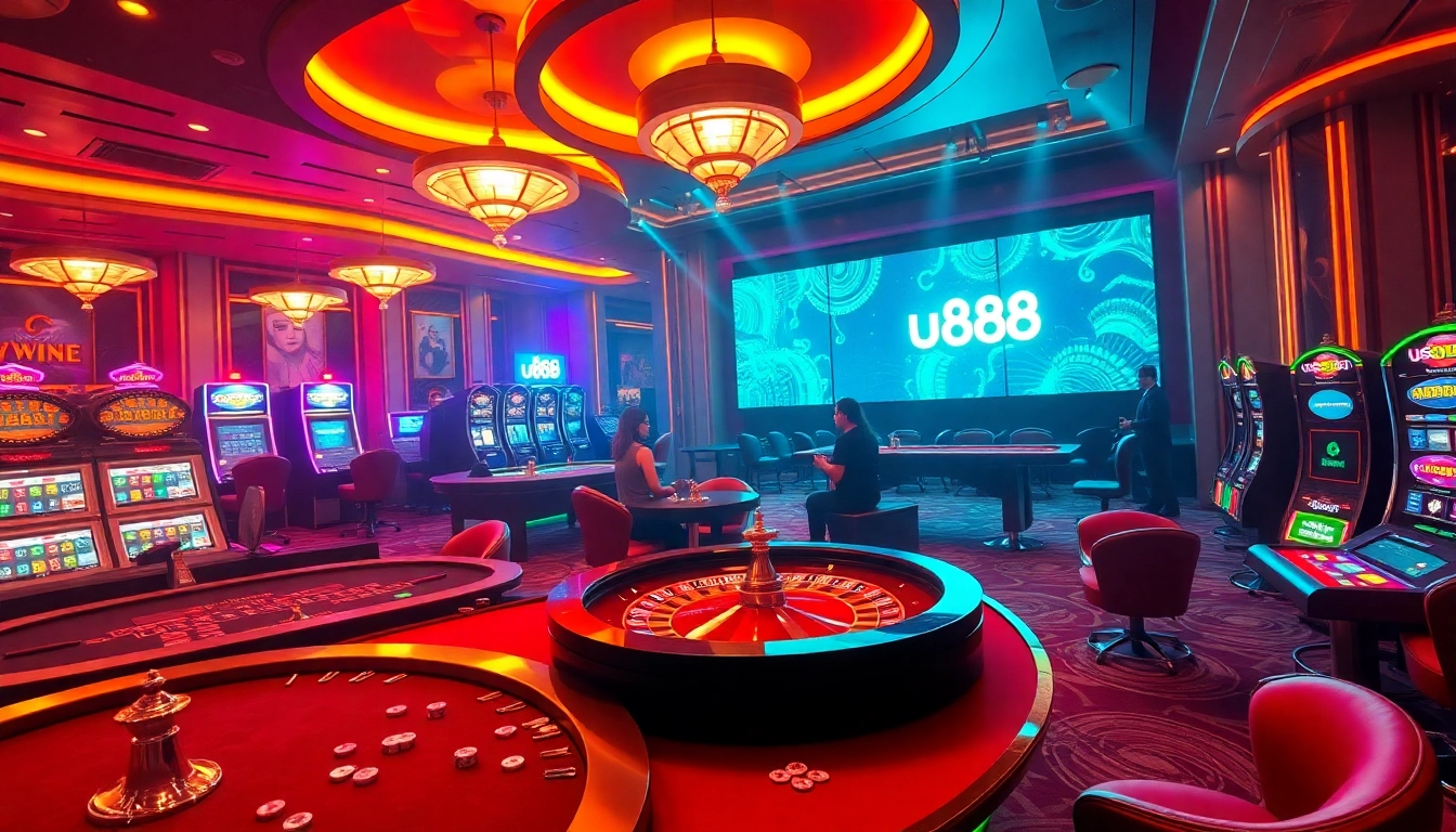 Engaging scene of u888 one online casino, showcasing vibrant tables and thrilling games.