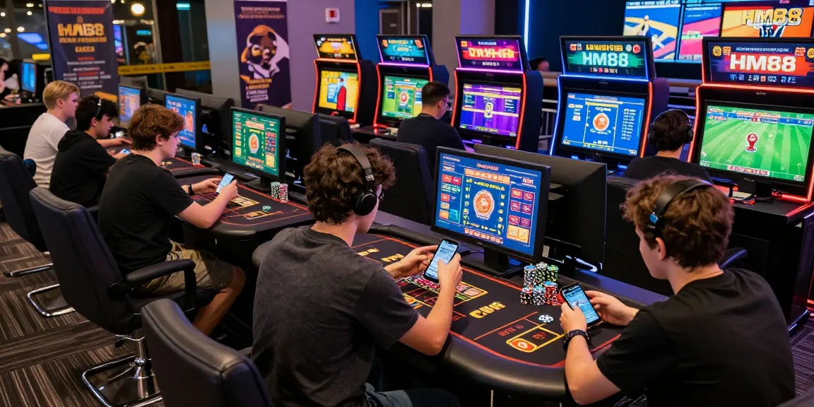 HM88 online gaming experience with diverse players engaged in betting activities in a vibrant casino environment.