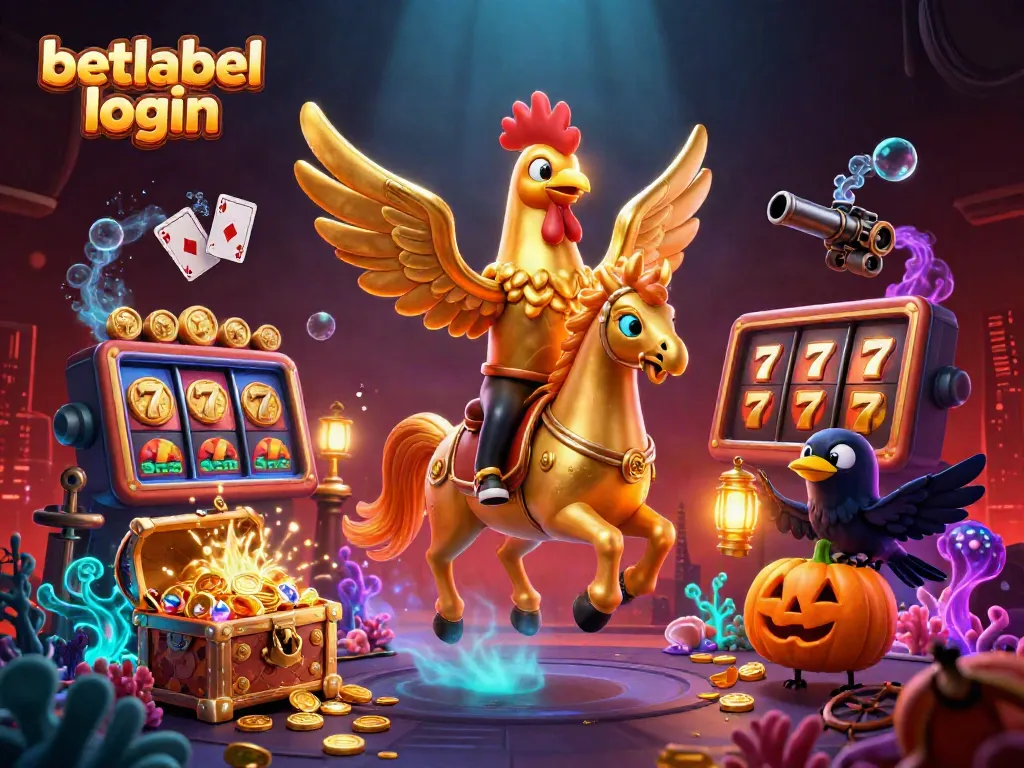 Betlabel login visualizing a vibrant 3D casino scene with animated characters and gaming excitement.
