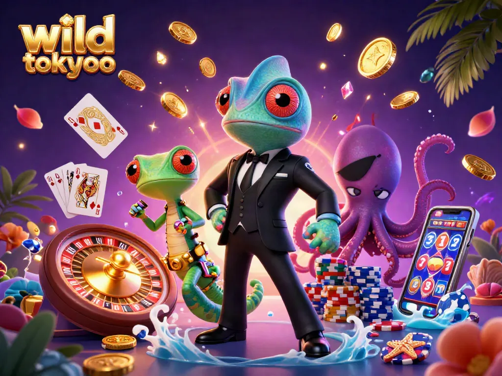 Experience exciting gameplay at wild tokyo casino with vibrant characters and dynamic casino elements in a rolling scene.