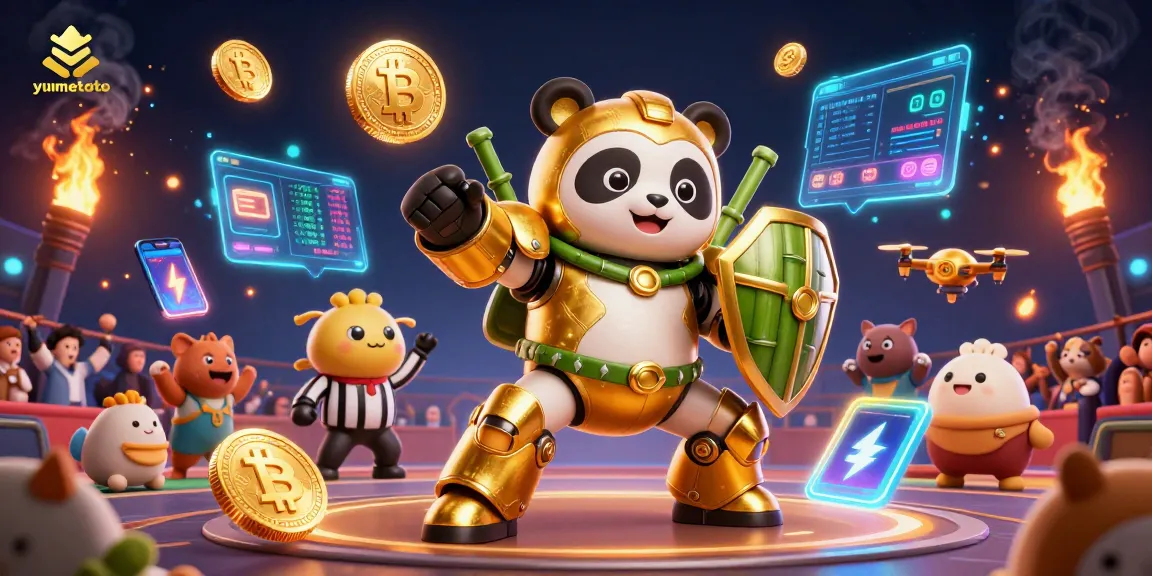 Experience the thrill of yumetoto with dynamic casino elements and vibrant 3D characters in this exciting illustration.
