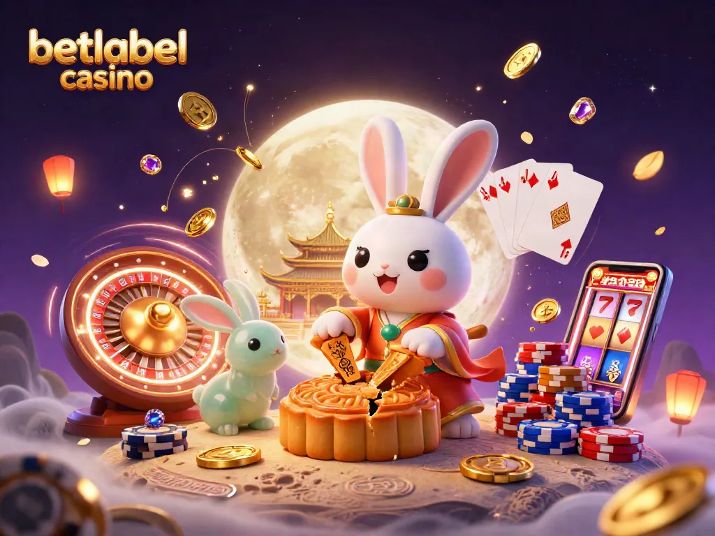Play and win at BetLabel Casino, featuring the moon rabbit and riches in a vibrant, detailed scene.