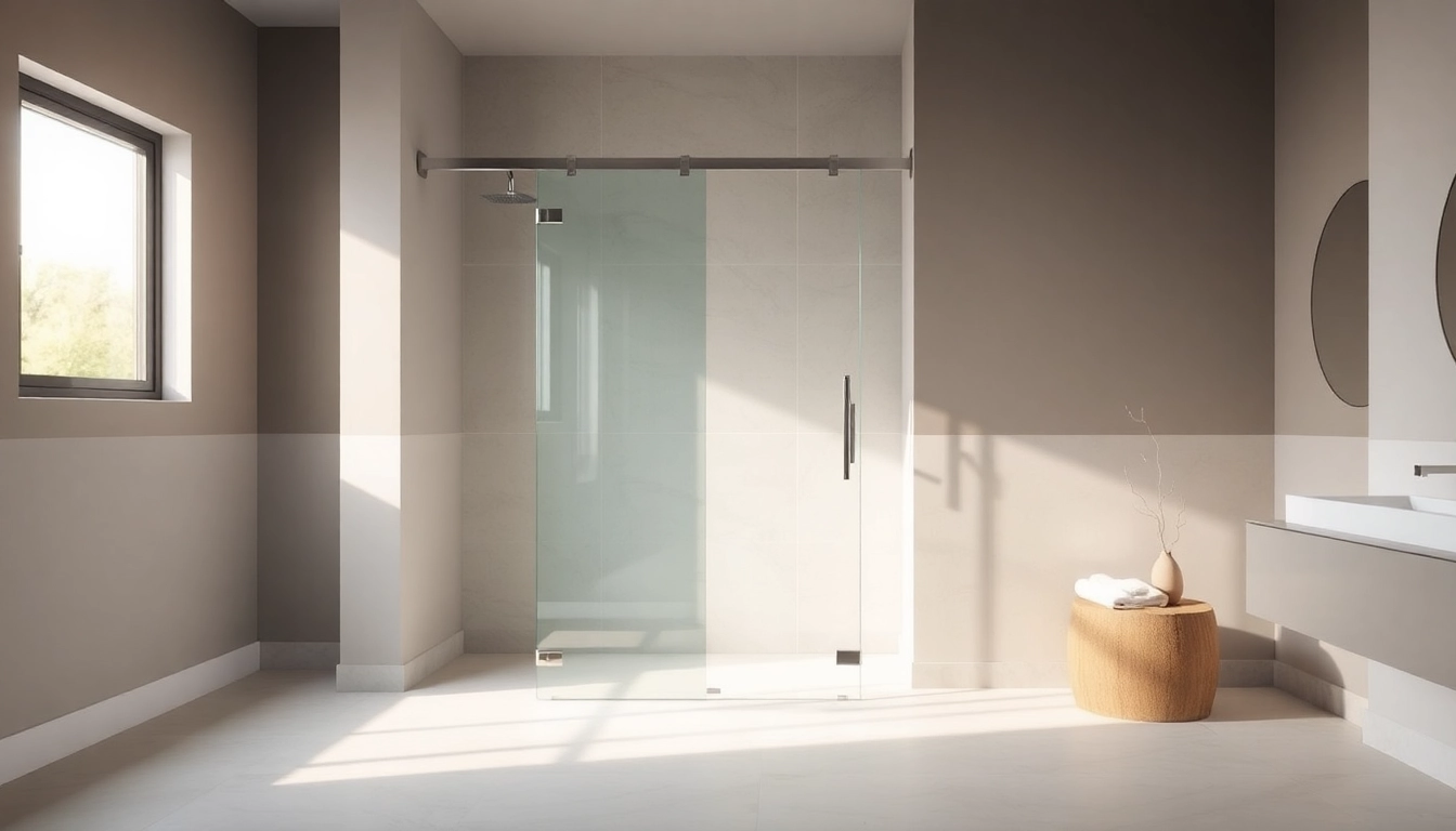 Showcase elegant shower screen sliding door in a modern bathroom with natural light.
