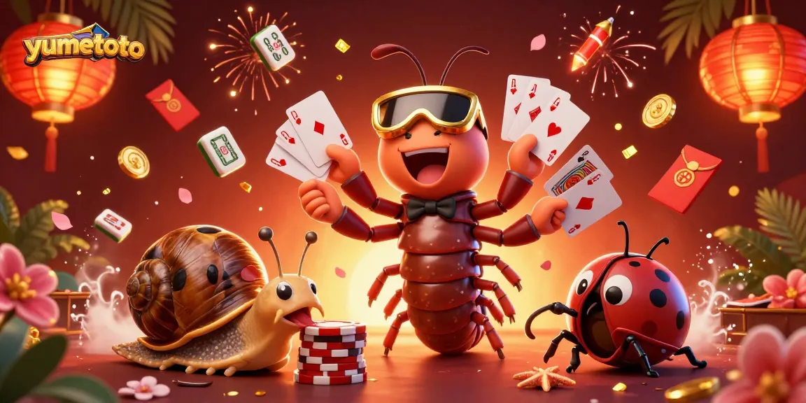 Engage with yumetoto as a colorful cartoon casino adventure unfolds with playing cards and chips.