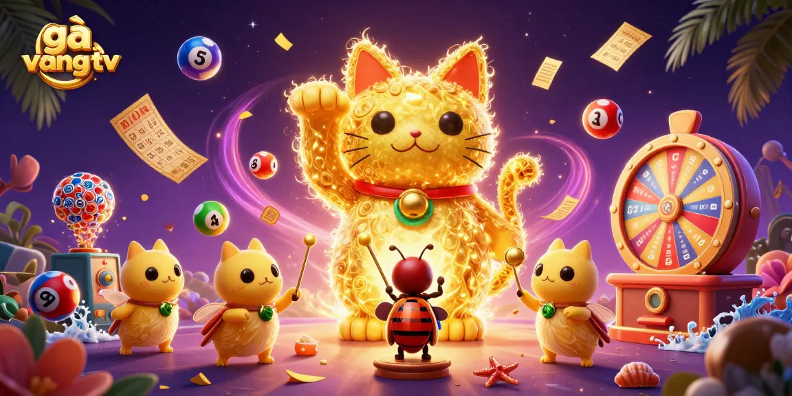 Engage in thrilling gameplay at gà vàng tv with vibrant lottery balls and a magical lucky cat.