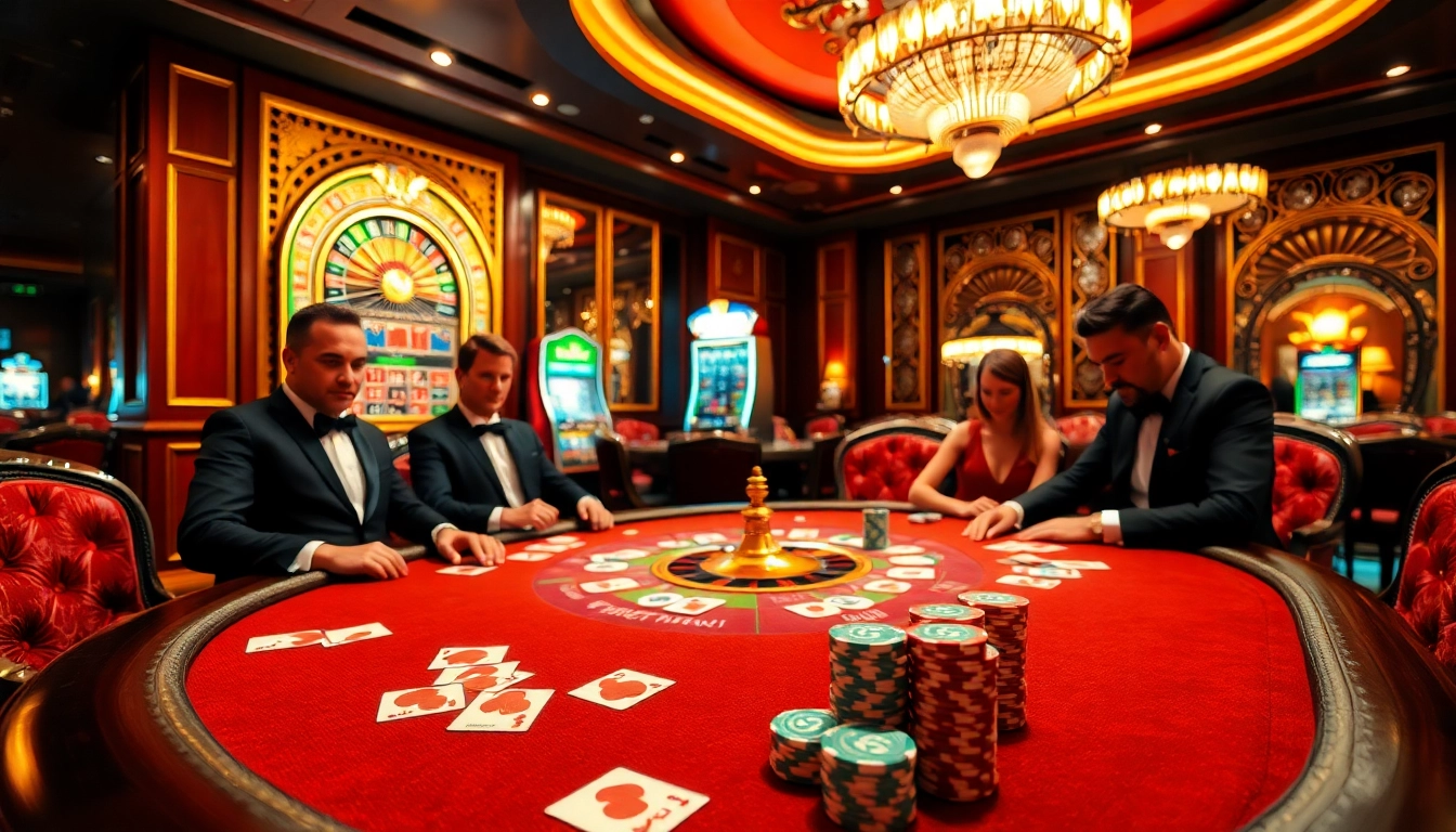 Gambling excitement at nhà cái UU88 with luxurious poker games and vibrant casino atmosphere.