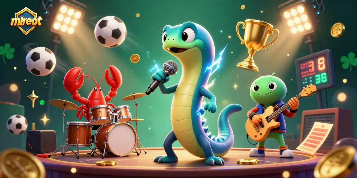 Engage with mlreot's electric eel DJ at an underwater casino, showcasing vibrant sports elements and games.