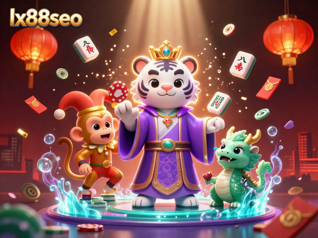 Engage in thrilling gaming at LX88 with a cartoon scene highlighting the fun and excitement of online gambling, lx88seo.