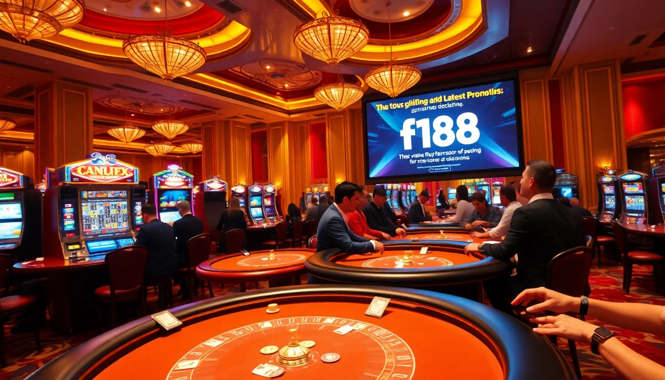 Experience the thrill of f168 with vibrant casino tables and excited players.