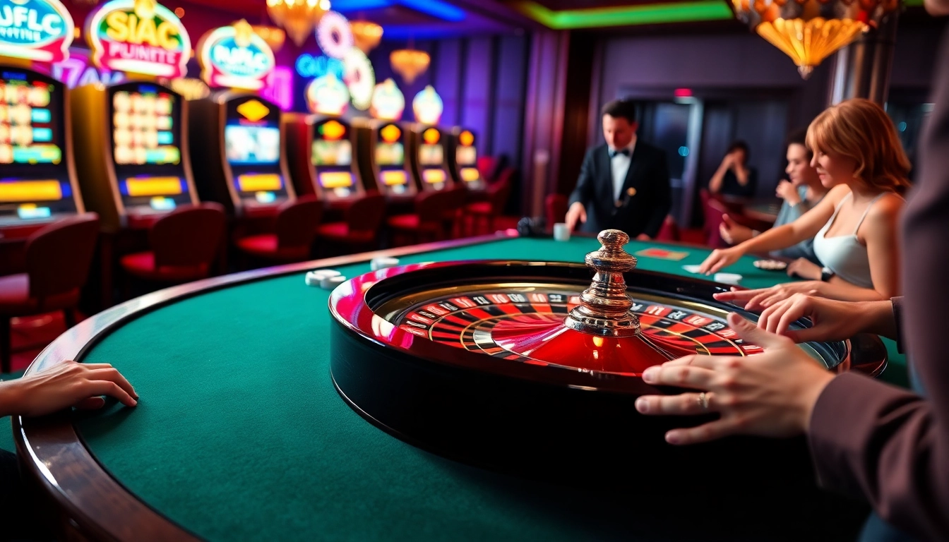 Experience the thrill of free credit live22 while playing at a luxurious casino table surrounded by excited players.