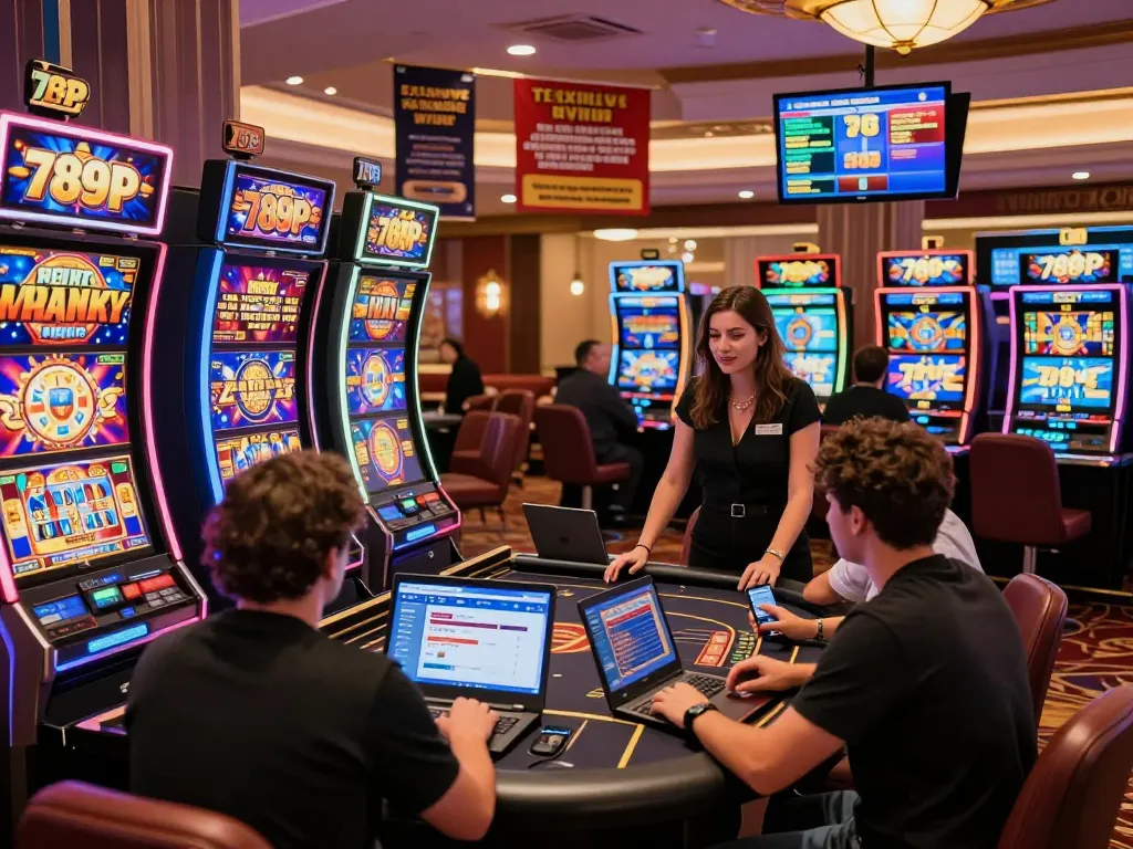 Players enjoying games on 789P online casino platform with vibrant slot machines and live dealer tables.