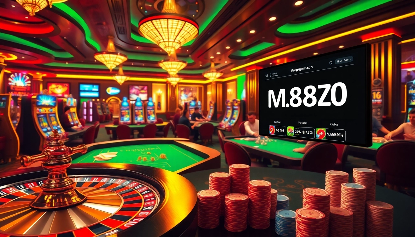 Players enjoying games at https://m88zo.com/ casino, capturing the excitement of online gambling.