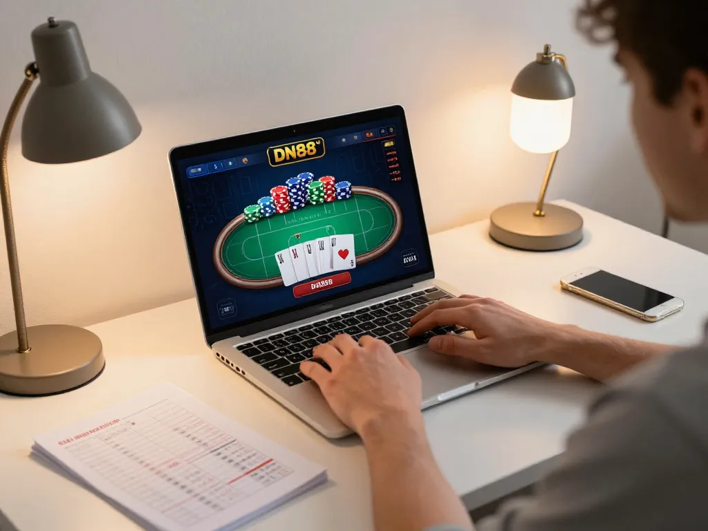 Engaging player exploring DN88 online casino interface for strategic gaming.