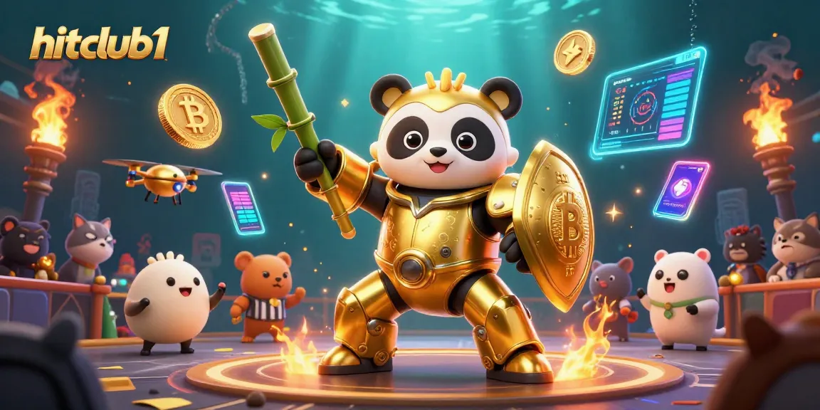Engage in thrilling gameplay at hitclub1 with 3D panda characters amidst vibrant casino elements.