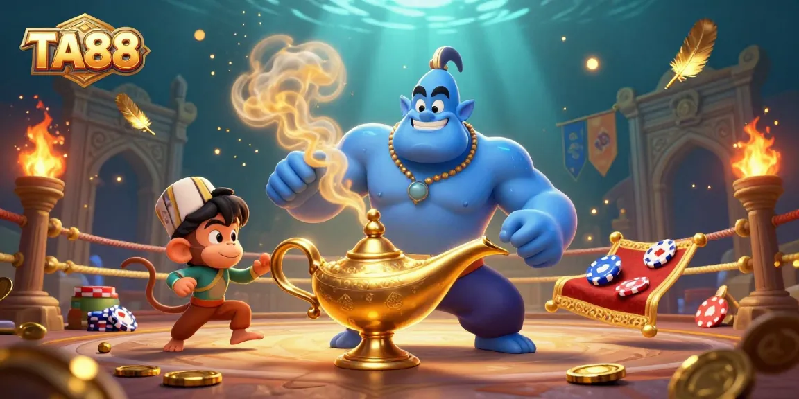 Experience thrilling gameplay at TA88 with a magical scene featuring casino-themed characters and elements.