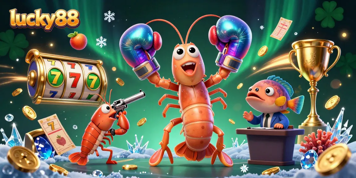 Experience thrilling gameplay with lucky88's slot games, showcased by vibrant characters and casino elements.