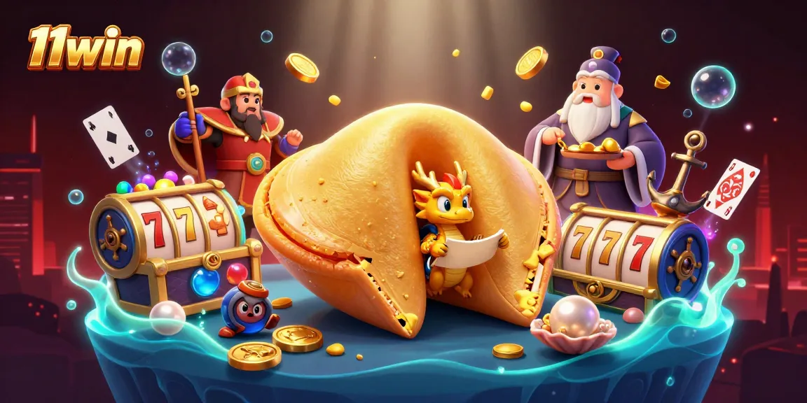 Engage in thrilling wins with 11win's 3D golden fortune cookie casino scene packed with games.