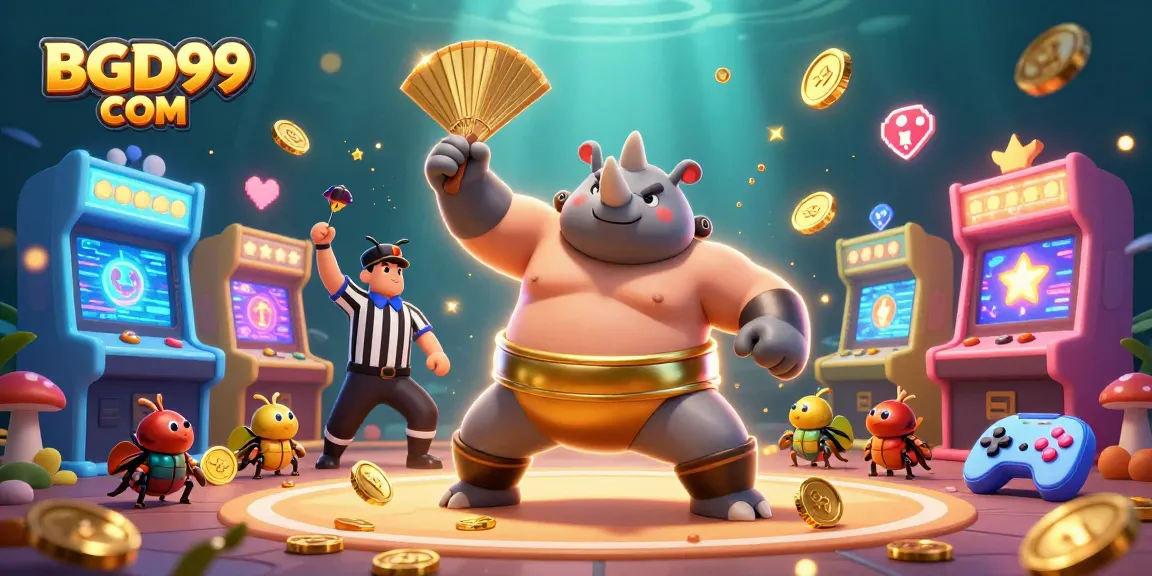 Experience the excitement of BGD99 COM with a lively 3D gambling scene featuring gold coins and vibrant game elements.